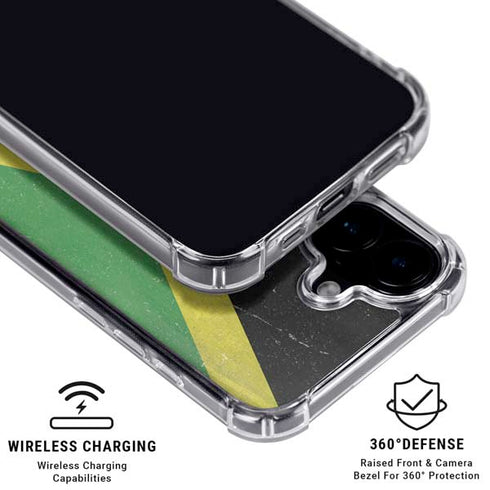Jamaica Flag Distressed iPhone 16 Plus Clear Case